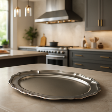 Plateau Ovale Inox Premium 60×28 cm avec Couvercle Offert