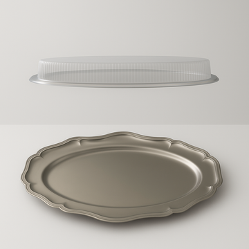 Plateau Ovale Inox 60×28 cm avec Couvercle Transparent Offert