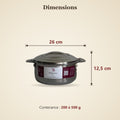 Dimensions de la boîte isotherme inox TACSAM 1,5 L : 26 × 12,5 cm