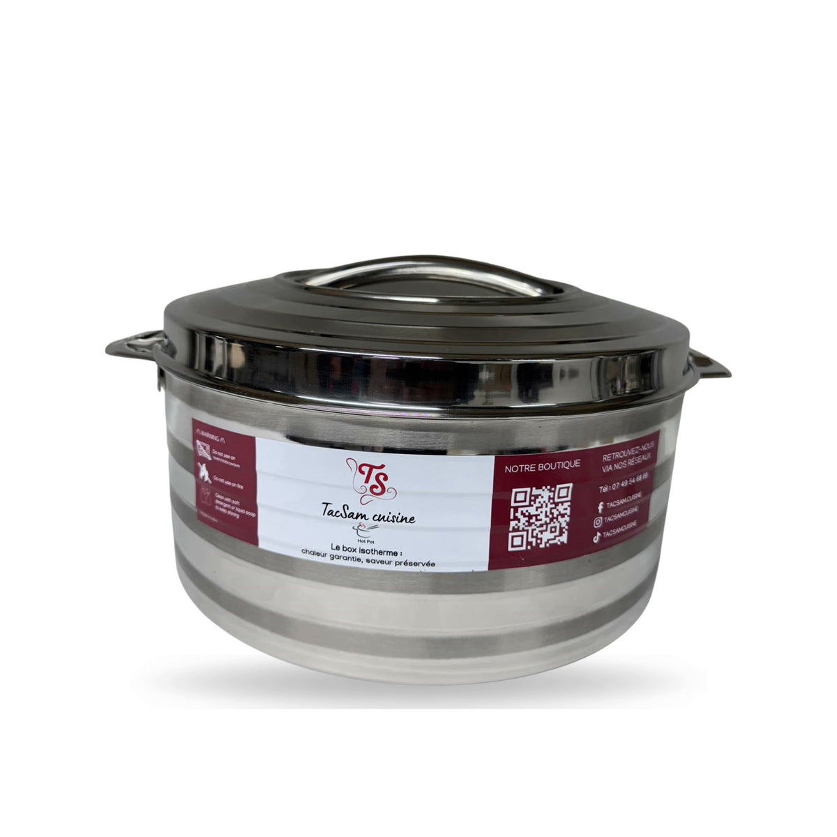 Boîte isotherme inox TACSAM 15 L, vraie photo sur fond blanc