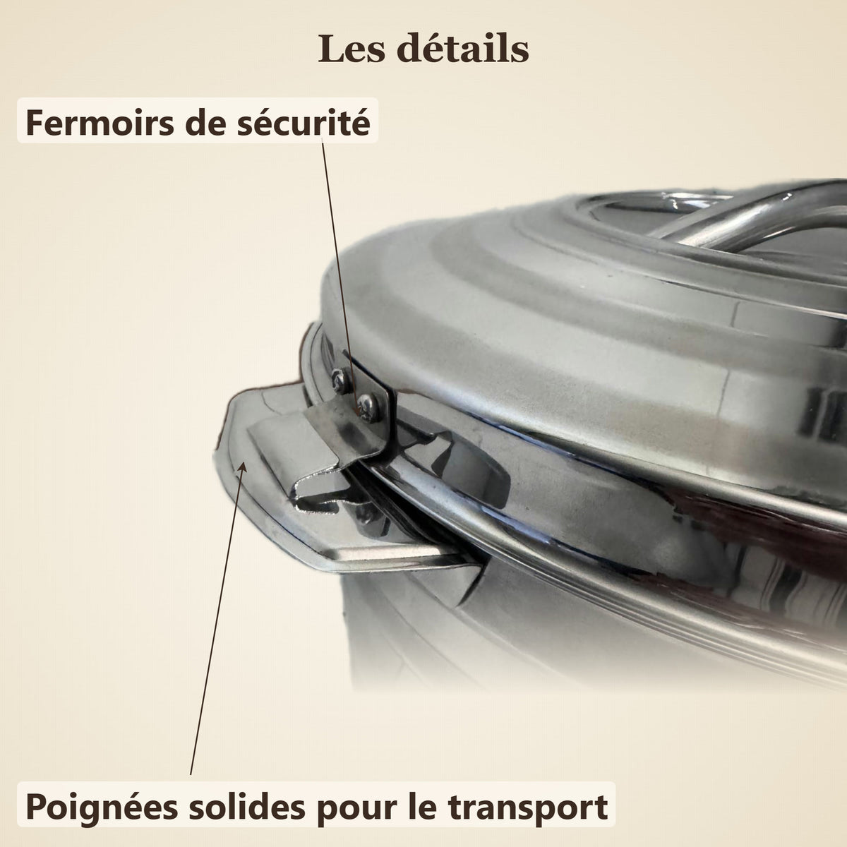 Fermoirs de sécurité et poignées de la boîte isotherme inox TACSAM 20 L