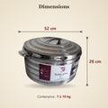 Dimensions de la boîte isotherme inox TACSAM 20 L : 52 × 28 cm