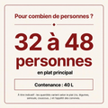 Pour combien de personnes ? Boîte isotherme TACSAM 40 L : 32 à 48 personnes en plat principal
