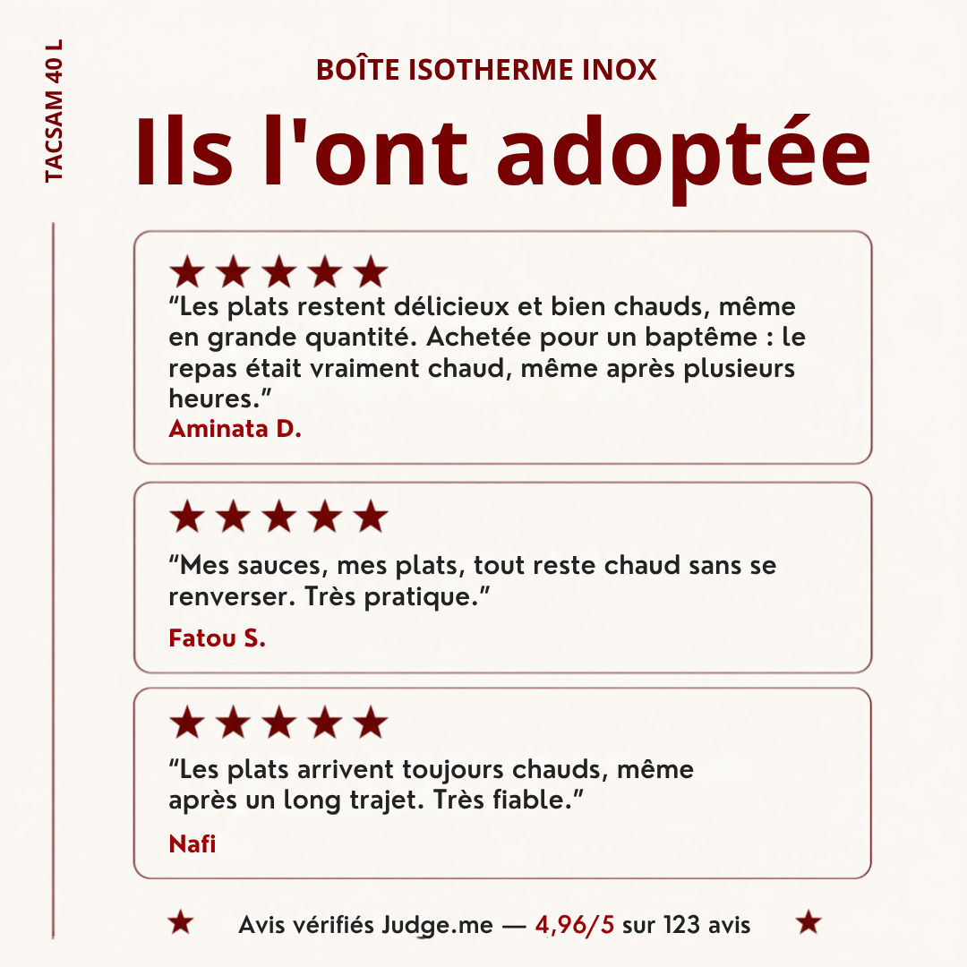Avis de clients TACSAM sur la boîte isotherme inox 40 L