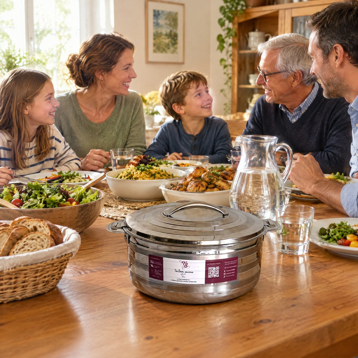 Boîte repas isotherme inox 5 L TACSAM au repas du dimanche en famille