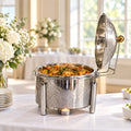 Chafing dish inox TACSAM 8 L ouvert, plat servi à l'intérieur