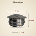 Dimensions de la boîte isotherme inox TACSAM dorée 3,5 L : 30 × 15,5 cm